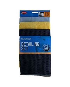 CARRAND PACK OF 3 DETAILING TOWELS CLEAN, DRY AND POLISH 45163