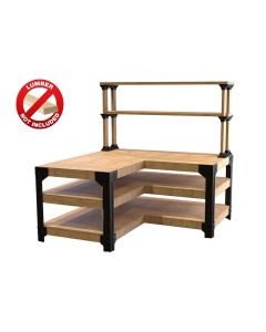 2X4 BASICS ANY SIZE L-SHAPED WORK BENCH WITH SHELF LINKS (BLACK) - 90162ONLMI